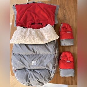 7 A.M. Enfant Red and Gray Stroller Footmuff Set, Bunting Bag